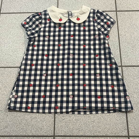 GYMBOREE Girls Gingham Apple Peter Pan checkered Top/size 12 - Picture 5 of 10